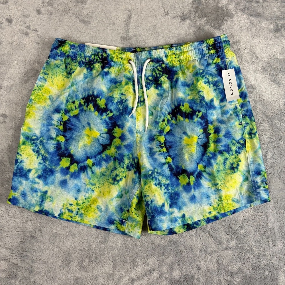 Trunks Surf & Swim Co. Mens XL Swim Trunks Blue Tie-Dye Sano Short NWT Quick Dry